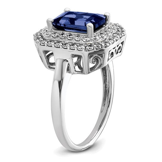 14KW Lab Created Sapphire & Diamond Ring
