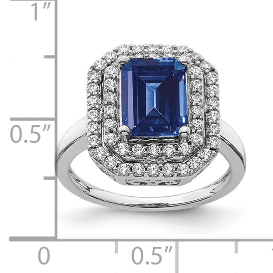 14KW Lab Created Sapphire & Diamond Ring
