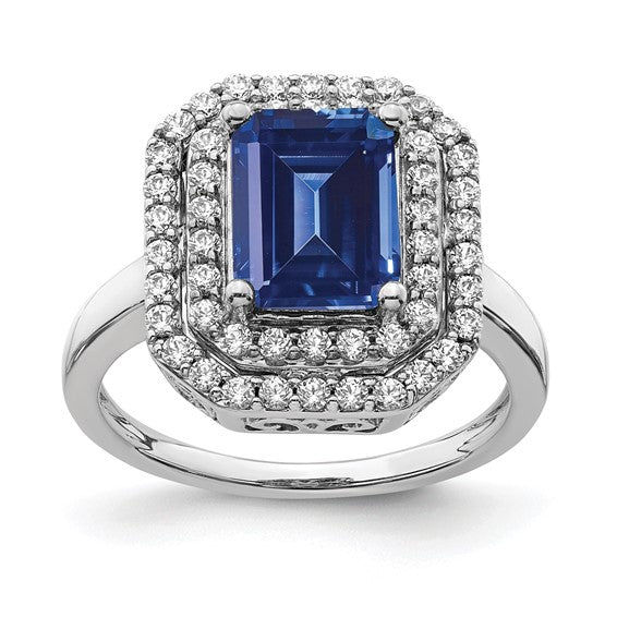 14KW Lab Created Sapphire & Diamond Ring