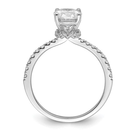 14KW Oval Diamond Engagement Ring w/Diamond Collar