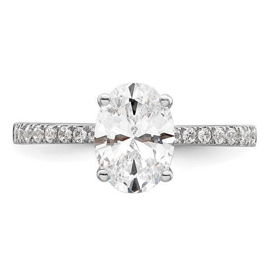 14KW Oval Diamond Engagement Ring w/Diamond Collar
