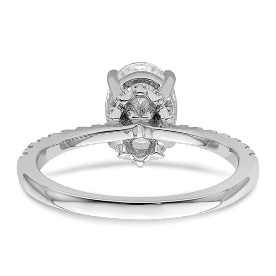 14KW Oval Diamond Engagement Ring w/Diamond Collar