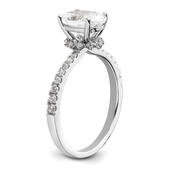 14KW Oval Diamond Engagement Ring w/Diamond Collar