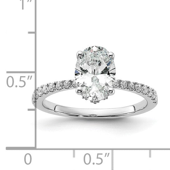 14KW Oval Diamond Engagement Ring w/Diamond Collar