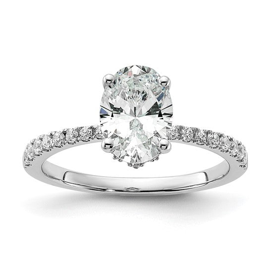 14KW Oval Diamond Engagement Ring w/Diamond Collar