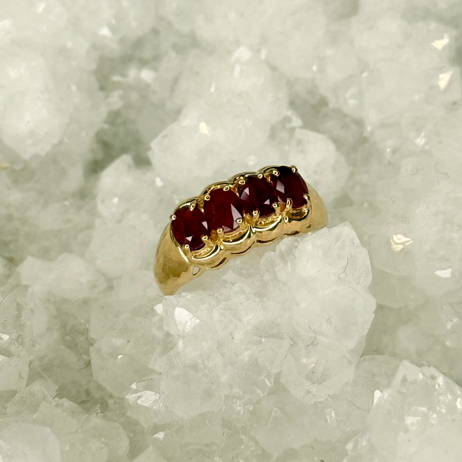 Estate Ruby Ring (4 Stone, Oval Band)