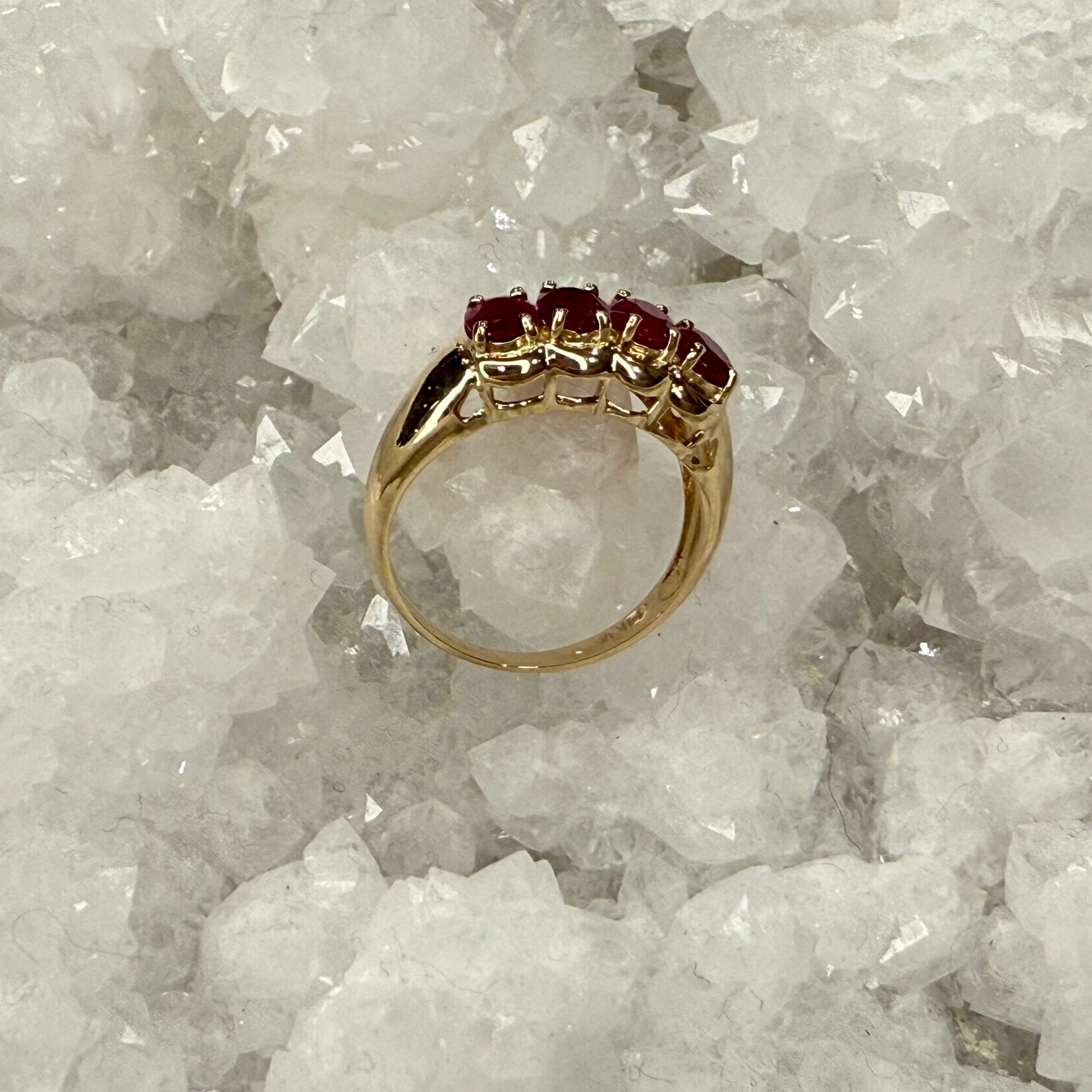 Estate Ruby Ring (4 Stone, Oval Band)