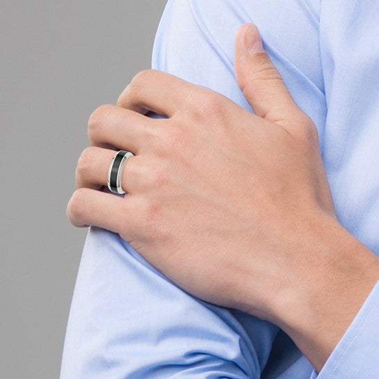 Stainless Steel & Black Ceramic Band