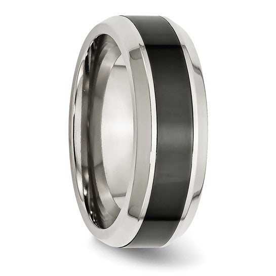 Stainless Steel & Black Ceramic Band