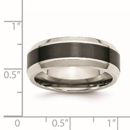 Stainless Steel & Black Ceramic Band