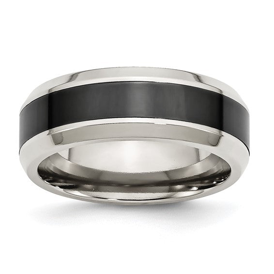 Stainless Steel & Black Ceramic Band