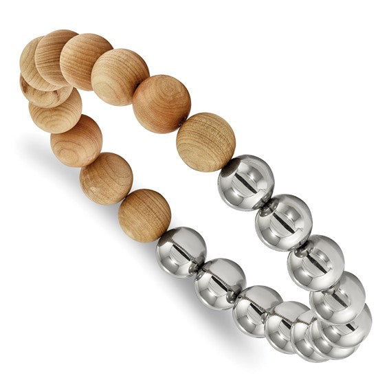 Cypress Wood & Stainless Steel Bracelet