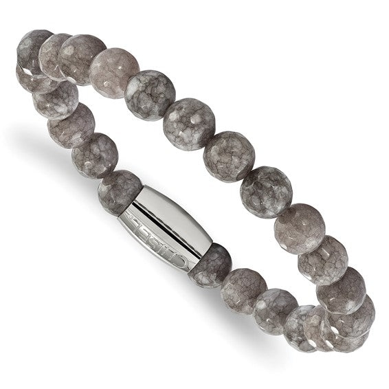 Polished Brown Jade Stretch Bracelet
