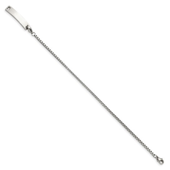Stainless Steel Box Chain Bracelet with Removable ID Plate