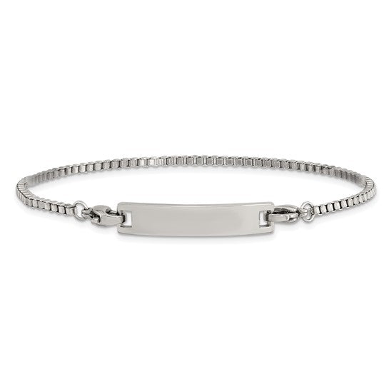 Stainless Steel Box Chain Bracelet with Removable ID Plate