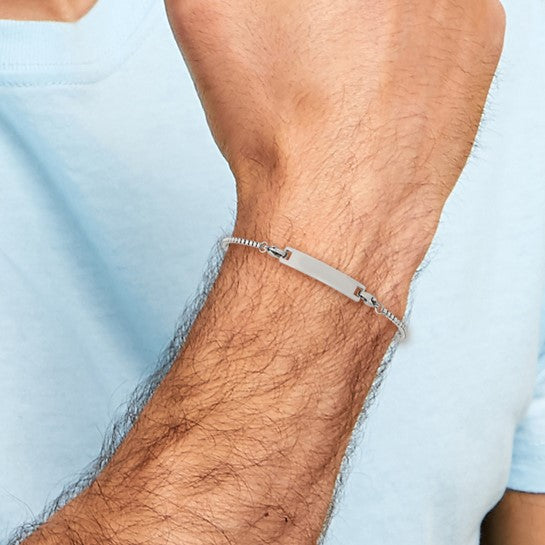 Stainless Steel Box Chain Bracelet with Removable ID Plate