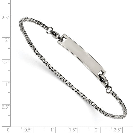 Stainless Steel Box Chain Bracelet with Removable ID Plate