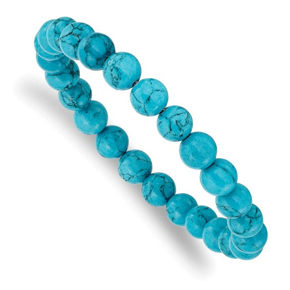 Blue Turquoise Agate Stretch Bracelet