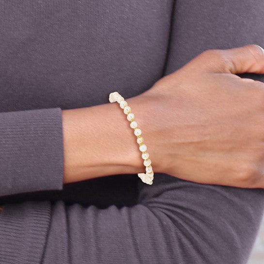 Stainless Steel Freshwater Cultured Pearl Stretch Bracelet