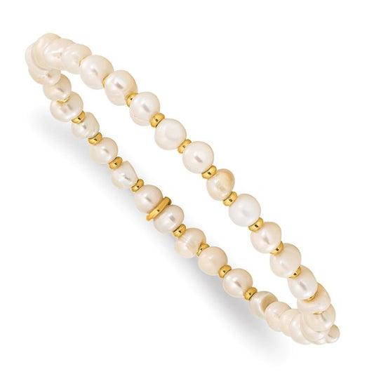 Stainless Steel Freshwater Cultured Pearl Stretch Bracelet