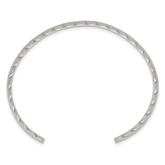 Chisel Stainless Steel Brushed 7.5mm Chevron Cuff Bangle