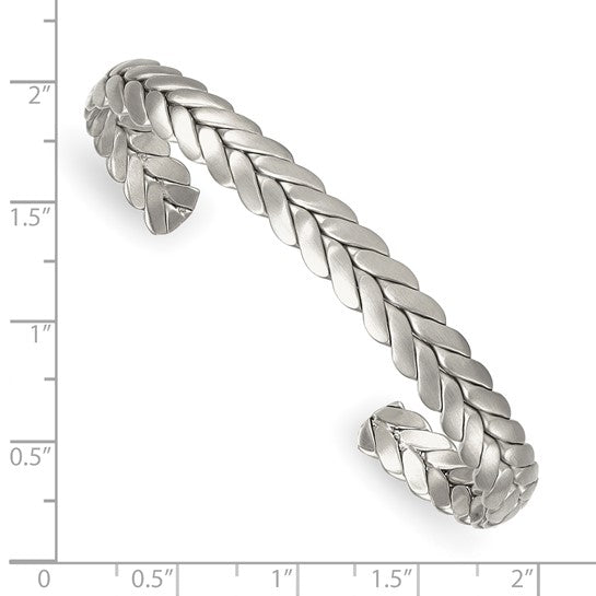 Chisel Stainless Steel Brushed 7.5mm Chevron Cuff Bangle