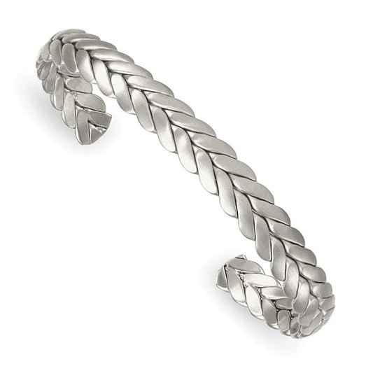 Chisel Stainless Steel Brushed 7.5mm Chevron Cuff Bangle