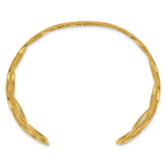 Chisel Stainless Steel Polished Yellow IP-plated Circle Wide Cuff Bangle
