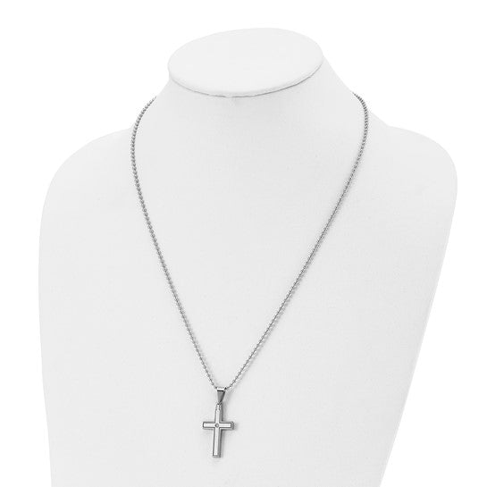Stainless Steel Cross Necklace with Diamond Accent