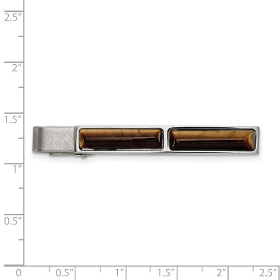 Tiger's Eye & Stainless Steel Tie Bar/Tie Clip