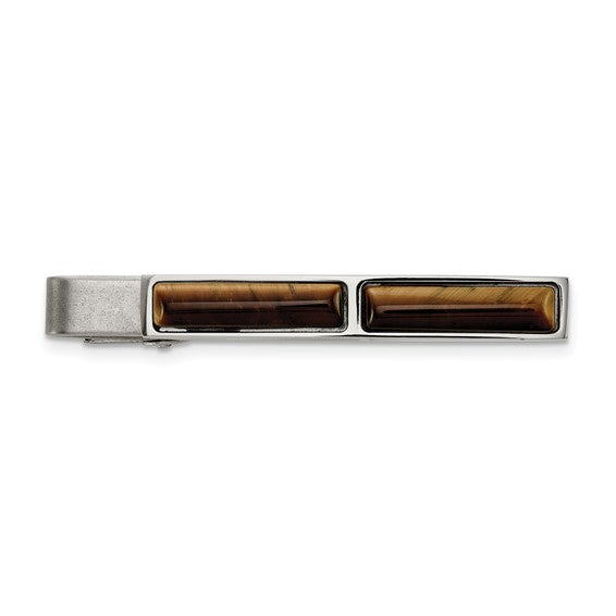 Tiger's Eye & Stainless Steel Tie Bar/Tie Clip