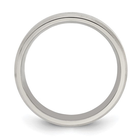 Titanium Brushed & Polished 6mm Beveled Edge Band