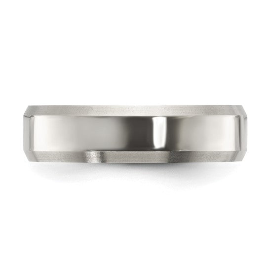 Titanium Brushed & Polished 6mm Beveled Edge Band