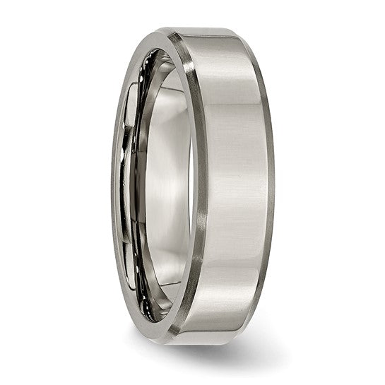 Titanium Brushed & Polished 6mm Beveled Edge Band