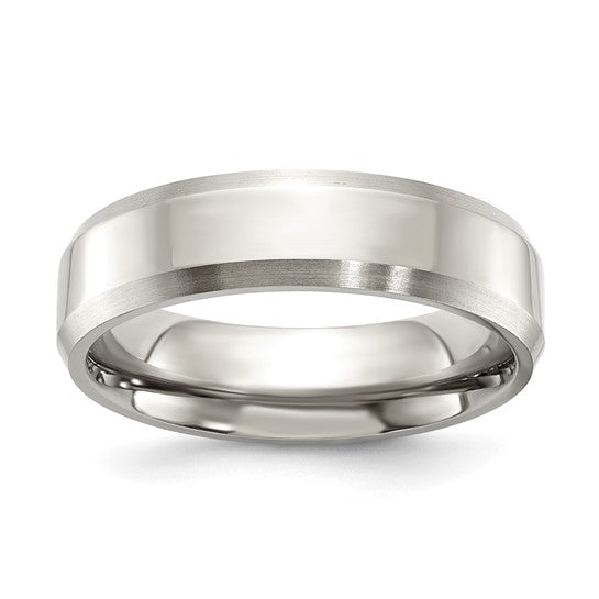 Titanium Brushed & Polished 6mm Beveled Edge Band