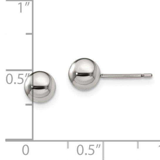 Titanium 6mm Ball Stud Earrings