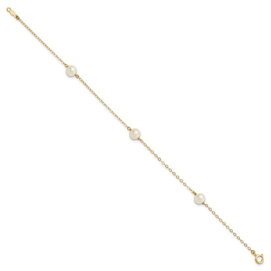 14KY Pearl Station Bracelet