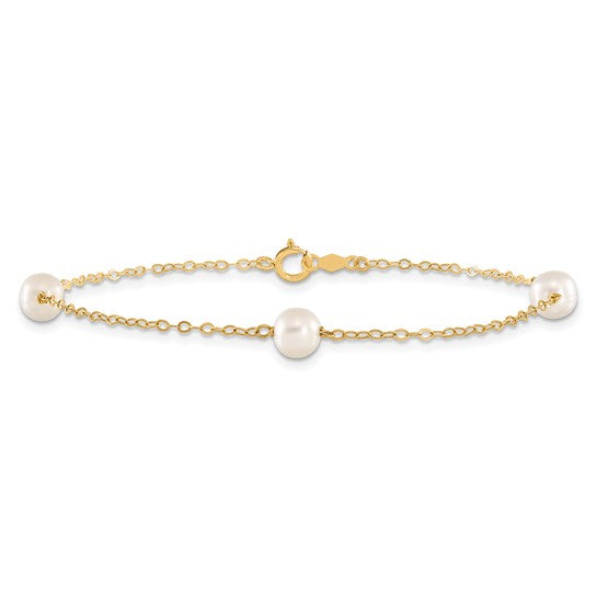 14KY Pearl Station Bracelet