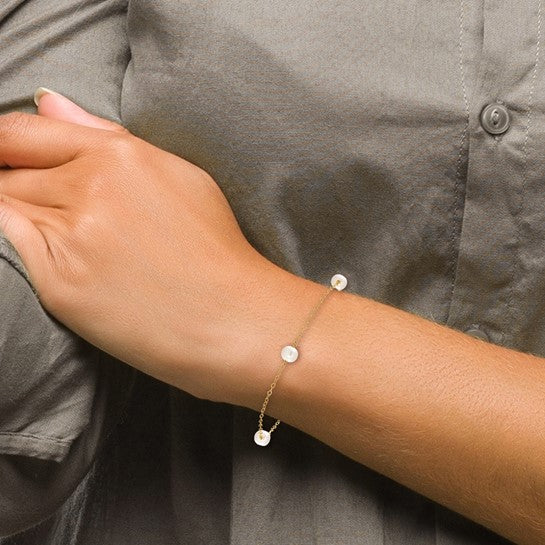 14KY Pearl Station Bracelet