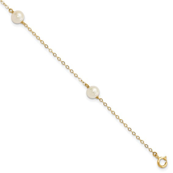 14KY Pearl Station Bracelet