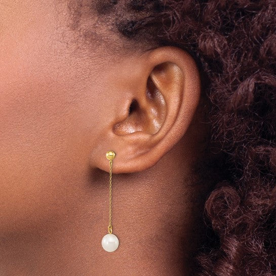 14KY Pearl Dangle Earrings