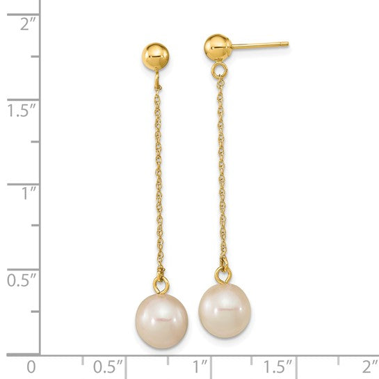 14KY Pearl Dangle Earrings