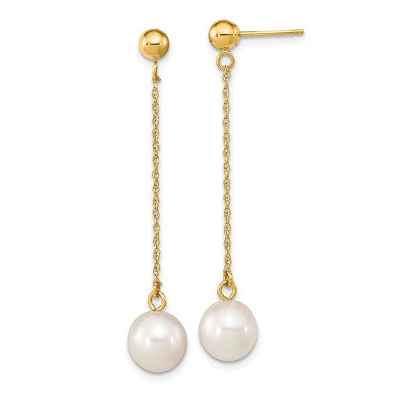 14KY Pearl Dangle Earrings