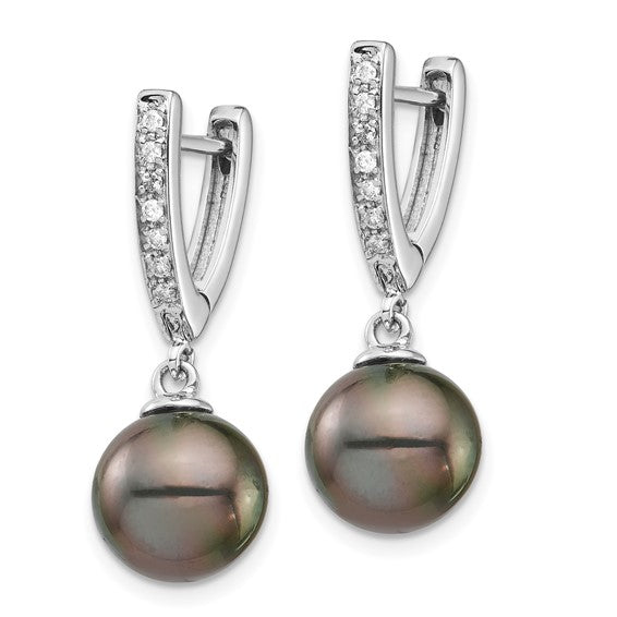 14KW Saltwater Tahitian Pearl & Diamond Earrings