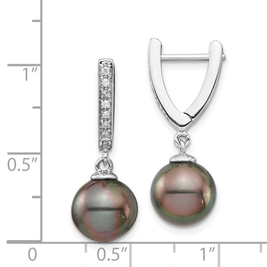 14KW Saltwater Tahitian Pearl & Diamond Earrings