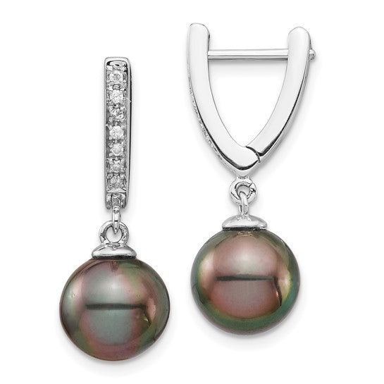 14KW Saltwater Tahitian Pearl & Diamond Earrings