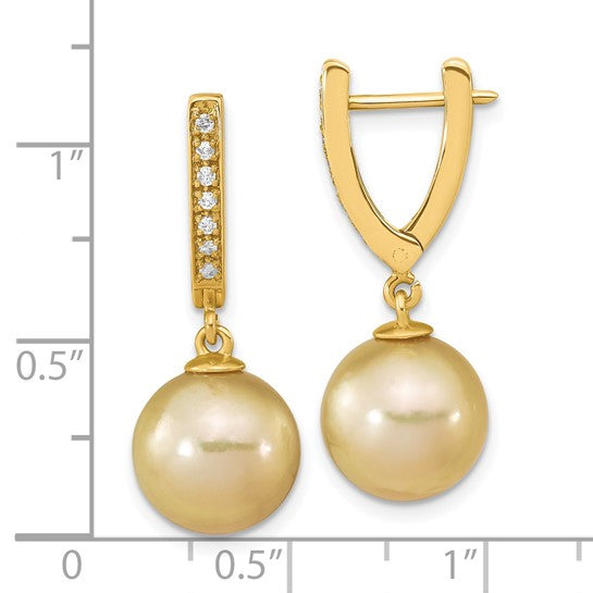 14KY Golden South Sea Saltwater Pearl Earrings