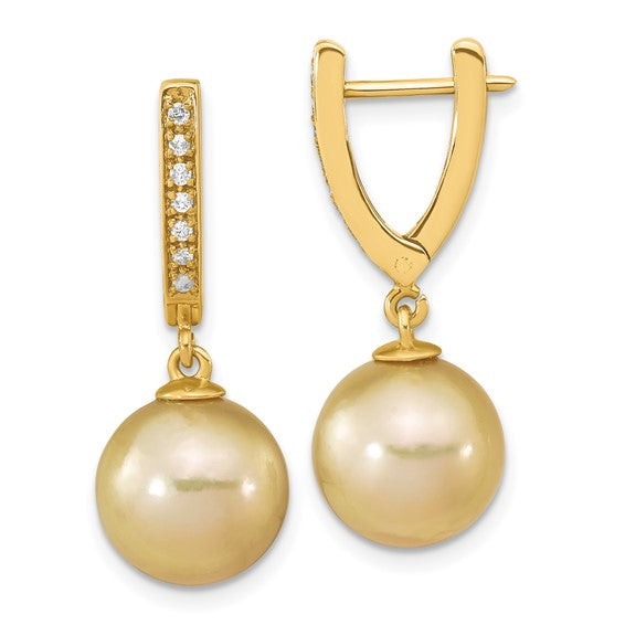 14KY Golden South Sea Saltwater Pearl Earrings