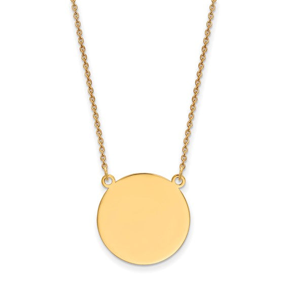 14KY Engravable Disc Pendant