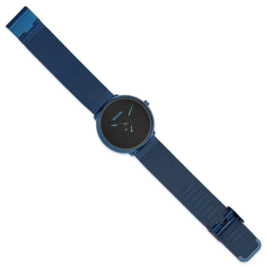Mason Sales Stainless Steel Blue IP-Plated Mesh Band Watch